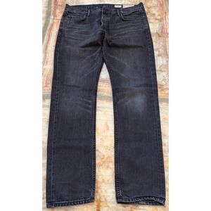 All Saints Mens Straight Jeans Black Denim Iggy Slim Fit Whisker Dark Wash W34